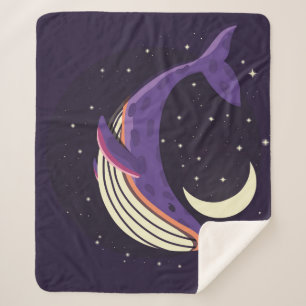 Space whale: colourful illustrated portrait. sherpa blanket