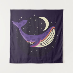 Space whale: colourful illustrated portrait. tapestry