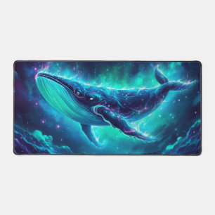 Space Whale, Eye-Catching Neon Animals Desk Mat