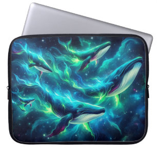  Space Whale, Eye-Catching Neon Animals Laptop Sleeve