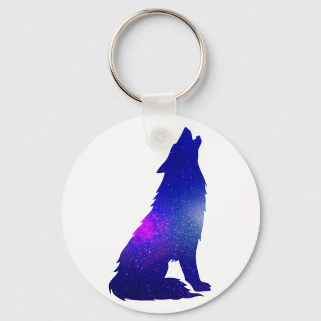 Space Wolf howling - Choose background color Key Ring (Front)