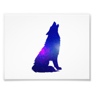 Space Wolf howling - Choose background colour Photo Print