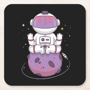 Space Yoga Square Paper Coaster