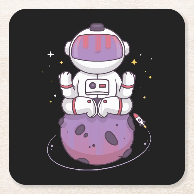 Space Yoga  Square Paper Coaster (Front)