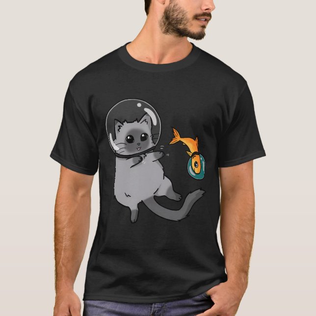 spacecat and spacefish T-Shirt (Front)