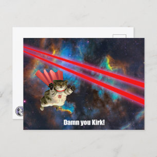 Spacecat Dodging Phasers Postcard