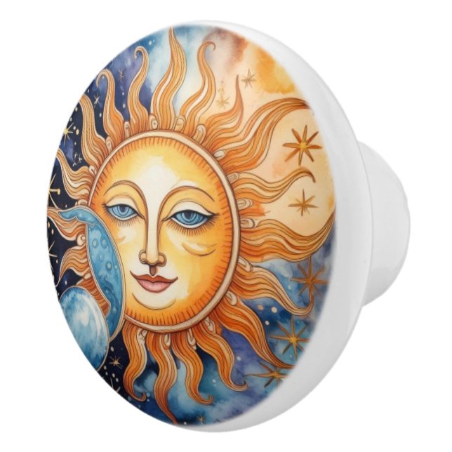 Spacecore Sun Moon Face Ceramic Knob (Right)