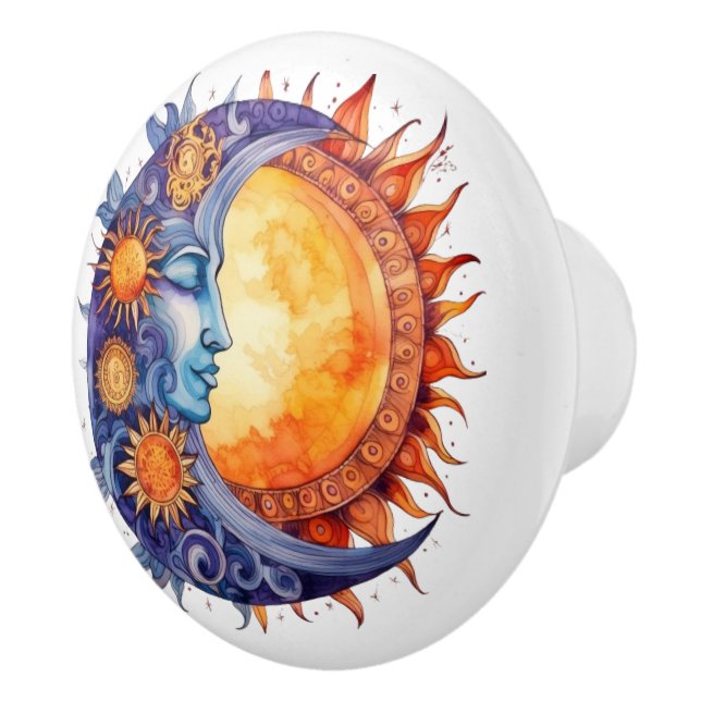 Spacecore Sun Moon Face Ceramic Knob (Right)