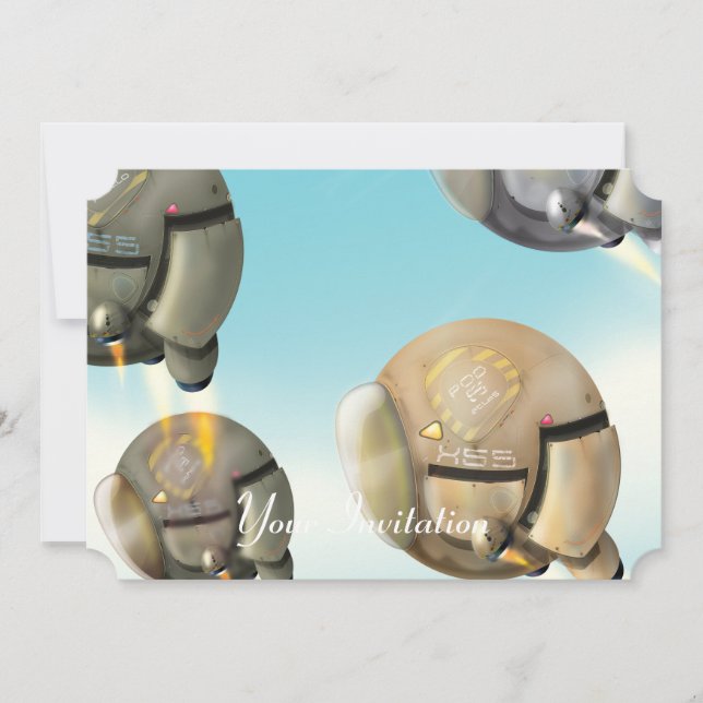 Spacecraft flying through a planet invitation (Front)