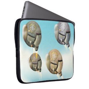 Spacecraft flying through a planet laptop sleeve