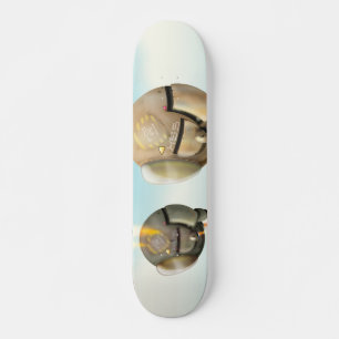 Spacecraft flying through a planet skateboard