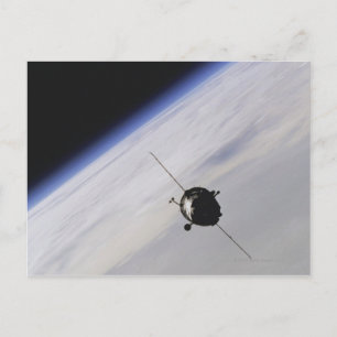 Spacecraft in outer space postcard