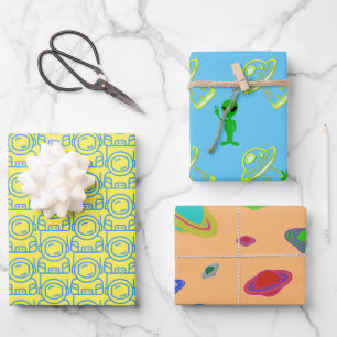 Spaced Alien Spaceship Wrapping paper 