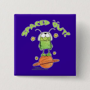 Spaced Out Alien 15 Cm Square Badge