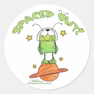 Spaced Out Alien Classic Round Sticker