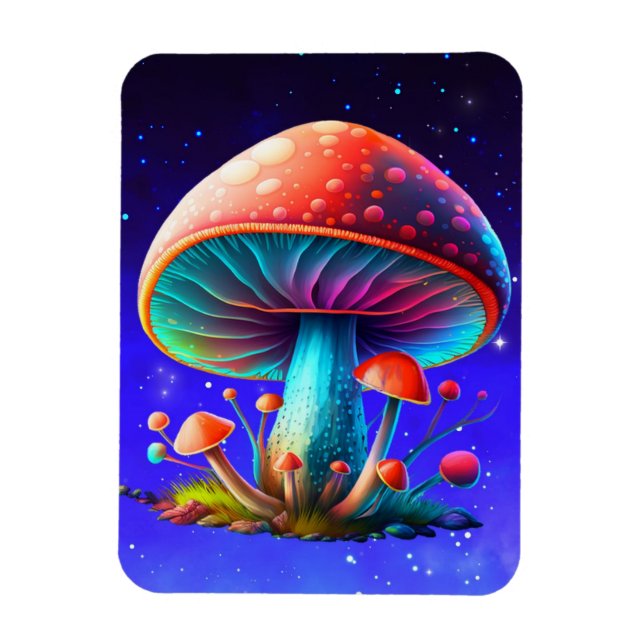 Spaced Out Rainbow Amanita Muscaria Magnet  (Vertical)