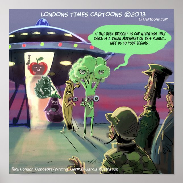 Spaced Out Vegans Funny Poster (Front)