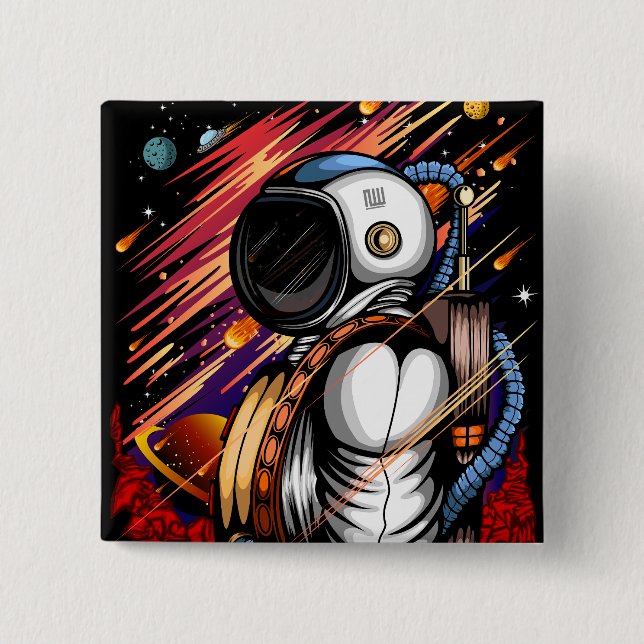 Spaceman 15 Cm Square Badge (Front)