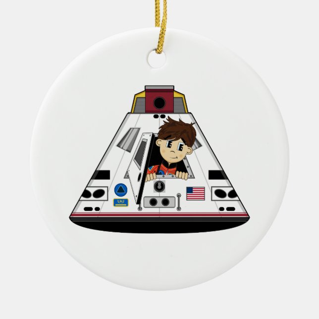 Spaceman and Capsule Ornament (Front)