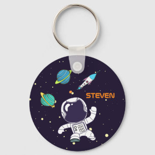 Spaceman Astronaut Floating in Outer Space Key Ring