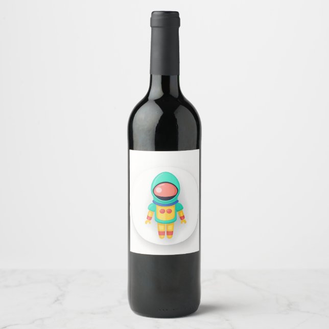 SPACEMAN ASTRONAUT SPACE SCI-FI WINE LABEL (Front)