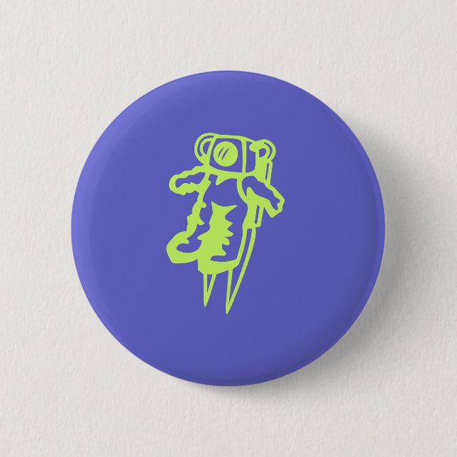 Spaceman button. 6 cm round badge (Front)
