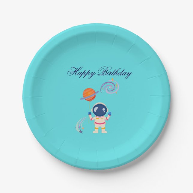 Spaceman cartoon adventures. paper plate (Front)