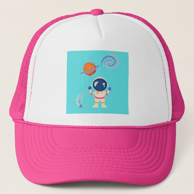 Spaceman cartoon adventures. trucker hat (Front)