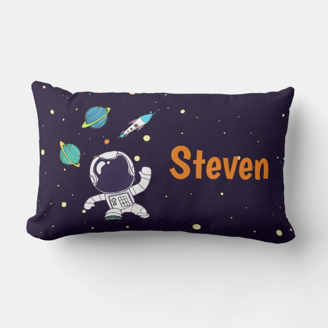 Spaceman Exploring Outer Space Lumbar Cushion (Front)