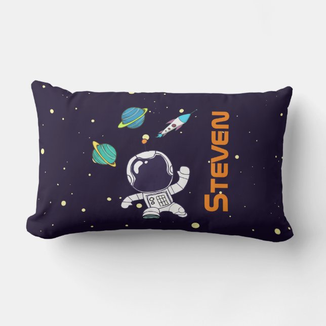 Spaceman Exploring Outer Space Lumbar Cushion (Front)