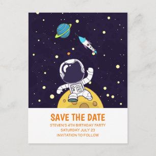 Spaceman Exploring Outer Space Save the Date Postcard