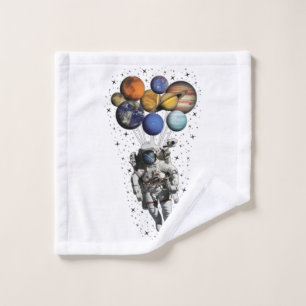 Spaceman Galaxy Universe Planets Astronomy Wash Cloth