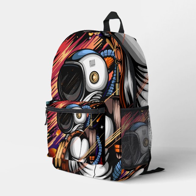 Spaceman Printed Backpack (Back Corner Right)