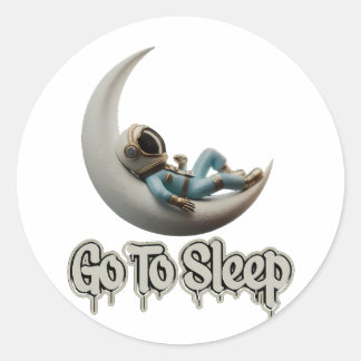 spaceman sleeping classic round sticker
