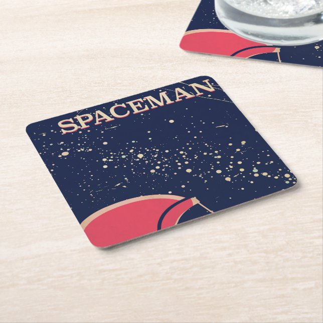 Spaceman Square Paper Coaster (Angled)