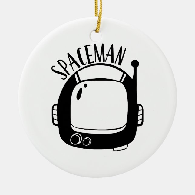Spaceman Vintage Ceramic Ornament (Front)
