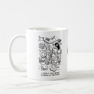 Spacemen on Spaceship Hear Knock at Door Coffee Mug