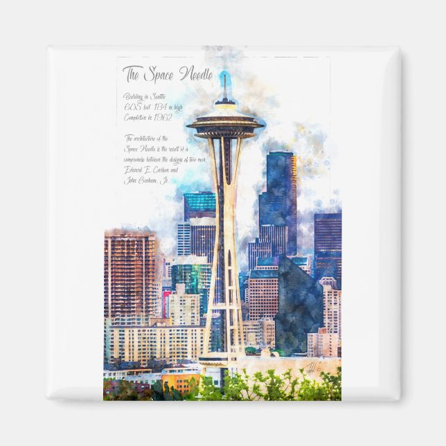 SpaceNeedle Watercolor Magnet (Front)
