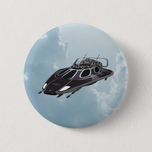 Spaceship 6 Cm Round Badge