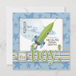 Spaceship Baby Shower Invitation