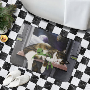 Spaceship Cat Sci-Fi Cute Bath Mat