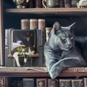 Spaceship Cat Sci-Fi Cute Ceramic Tile