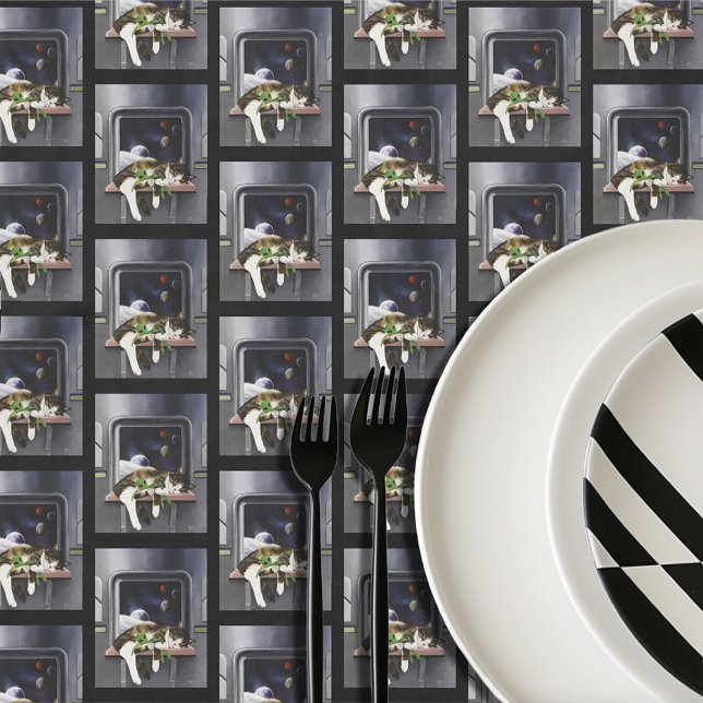 Spaceship Cat Sci-Fi Cute Tablecloth (Creator Uploaded)