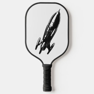 Spaceship drawing, vintage illustration. pickleball paddle