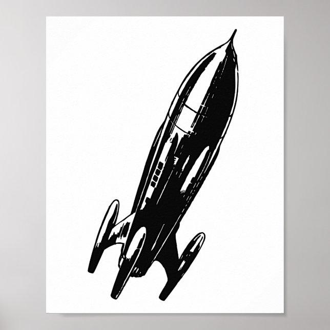 Spaceship drawing, vintage illustration. poster (Front)