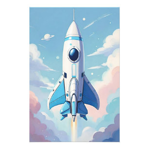 Spaceship flying in the sky photo print