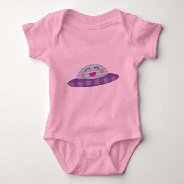Spaceship Flying Saucer Kawaii Baby Bodysuit (Front)