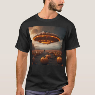 Spaceship On Planet Pumpkin T-Shirt
