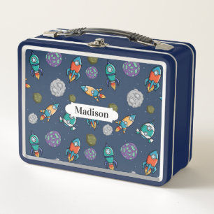 Spaceship Pattern custom name lunch boxes