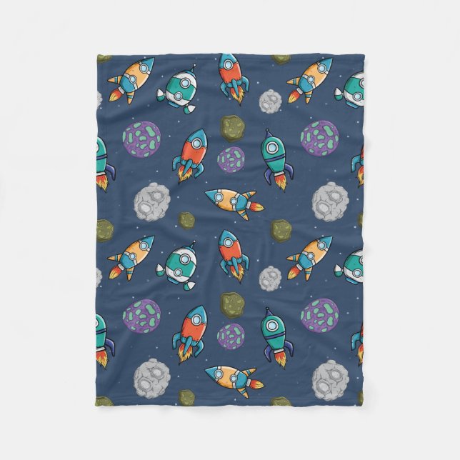 Spaceship Pattern fleece blankets (Front)